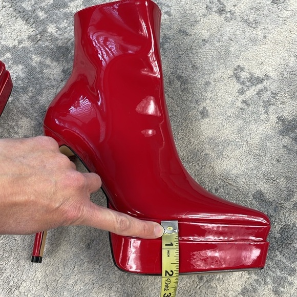 New Dolls Kill Lemon Drop by Privileged Shiny Red Heeled Platform Boots 10 - Picture 13 of 15